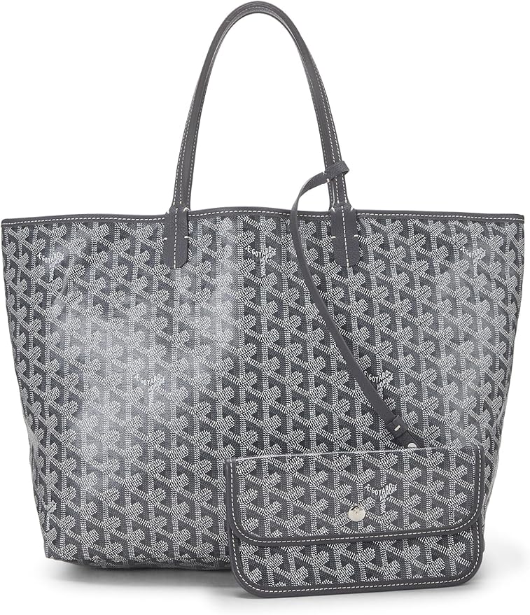 Goyard Goyardine Coated Canvas and Leather Saint Louis PM Tote in Grey – Elegant Luxury Designer Tote Bag for Women.