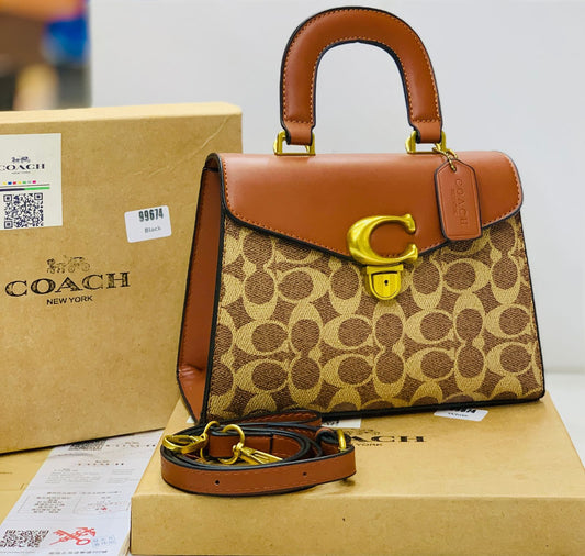 Coach Sammy Top Handle Bag Brown Leather Satchel Bag