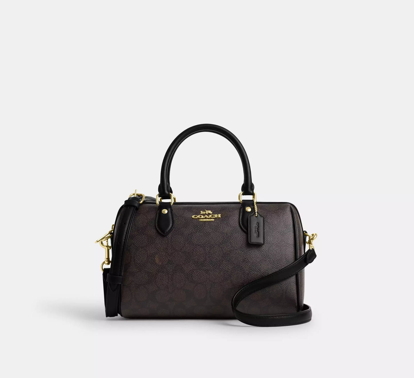 Coach Rowan Satchel Brown & Black Bag In Signature Canvas