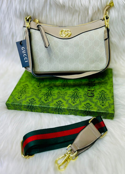 Gucci Luxe Stylish Handbag (Beige + Pink + Brown)